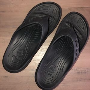 Black Croc flip flops